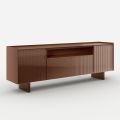 Dressoir van gelakt glas met massief houten profiel, gemaakt in Italië - Lutea