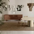 Dressoir van gelakt glas met massief houten profiel, gemaakt in Italië - Lutea Viadurini
