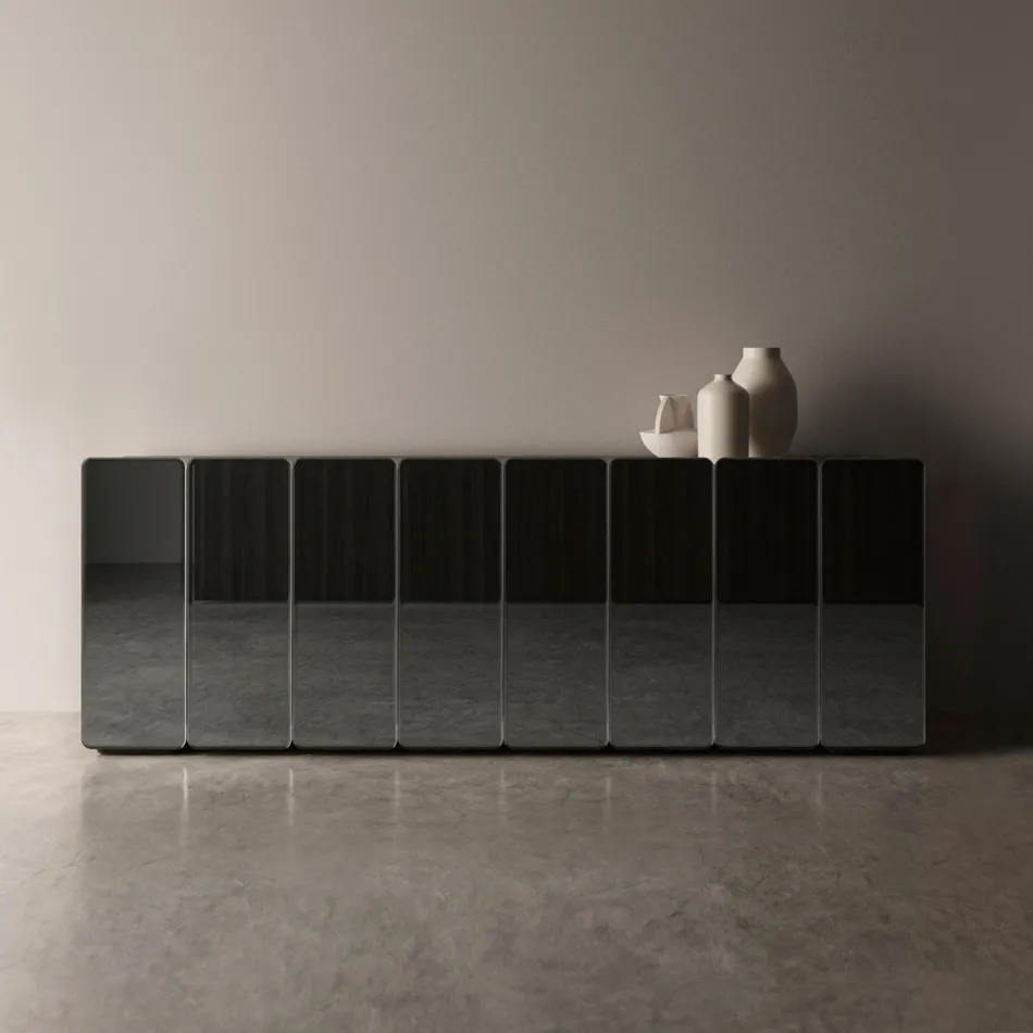 Modern houten dressoir met spiegel en elegant design, gemaakt in Italië - Ester Viadurini