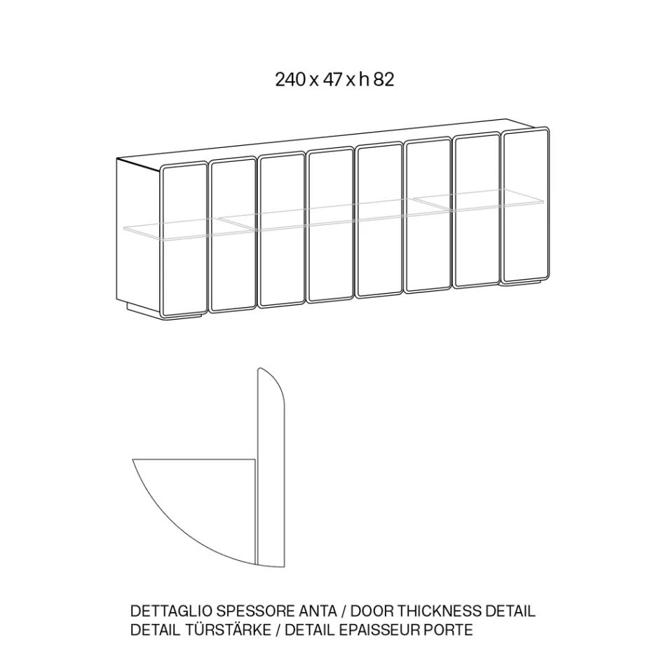 Elegant vormgegeven modern houten dressoir met spiegelafwerking, gemaakt in Italië - Ester Viadurini