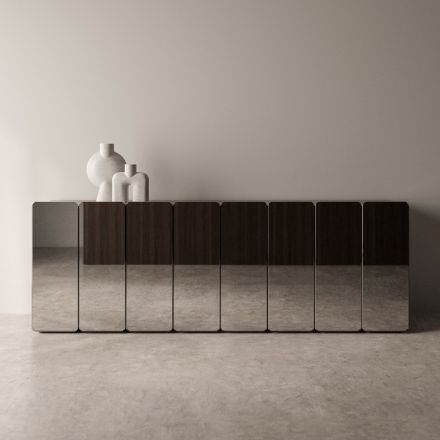 Modern houten dressoir met spiegel en elegant design, gemaakt in Italië - Ester Viadurini