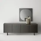 Modern dressoir met draaideuren van gelakt glas, gemaakt in Italië - Lutea Viadurini