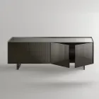 Modern dressoir met draaideuren van gelakt glas, gemaakt in Italië - Lutea Viadurini