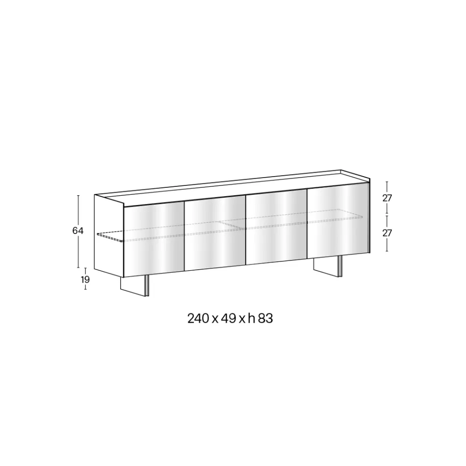Modern dressoir met draaideuren van gelakt glas, gemaakt in Italië - Lutea Viadurini