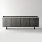 Modern dressoir met draaideuren van gelakt glas, gemaakt in Italië - Lutea Viadurini