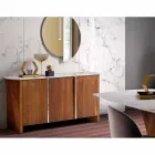 Modern houten dressoir met blad en deur in marmergrijs Made in Italy - Wonka Viadurini