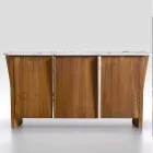Modern houten dressoir met blad en deur in marmergrijs Made in Italy - Wonka Viadurini
