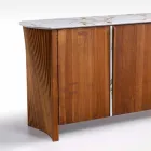 Modern houten dressoir met blad en deur in marmergrijs Made in Italy - Wonka Viadurini