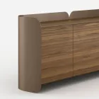 Modern dressoir van hout en gebogen metaal, gemaakt in Italië - Rugiada Viadurini