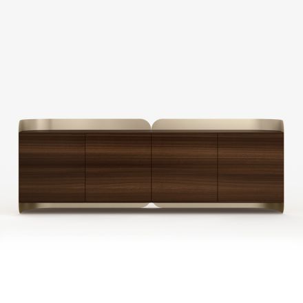 Modern dressoir van hout en gebogen metaal, gemaakt in Italië - Rugiada Viadurini