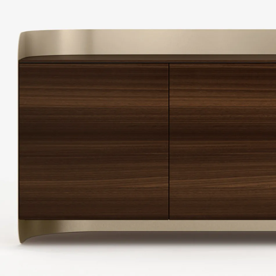 Modern dressoir van hout en gebogen metaal, gemaakt in Italië - Rugiada Viadurini