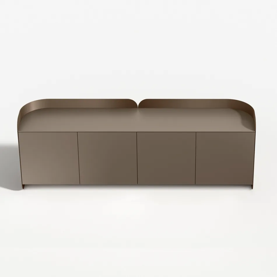 Modern dressoir van hout en gebogen metaal, gemaakt in Italië - Rugiada Viadurini