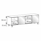 Modern dressoir op wielen van gerookt glas en keramische top gemaakt in Italië - Sciocca Viadurini
