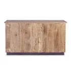 Woonkamer dressoir in mangohout en staal met 2 deuren en 3 laden - Sinfony Viadurini