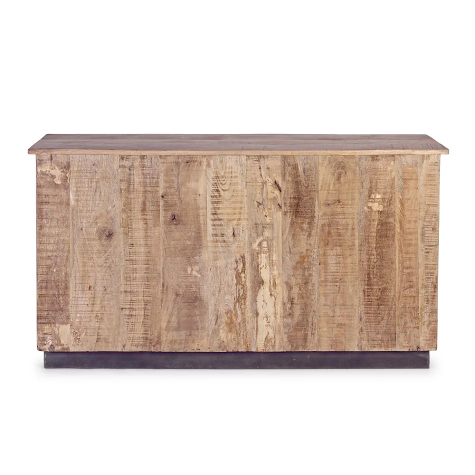 Woonkamer dressoir in mangohout en staal met 2 deuren en 3 laden - Sinfony Viadurini