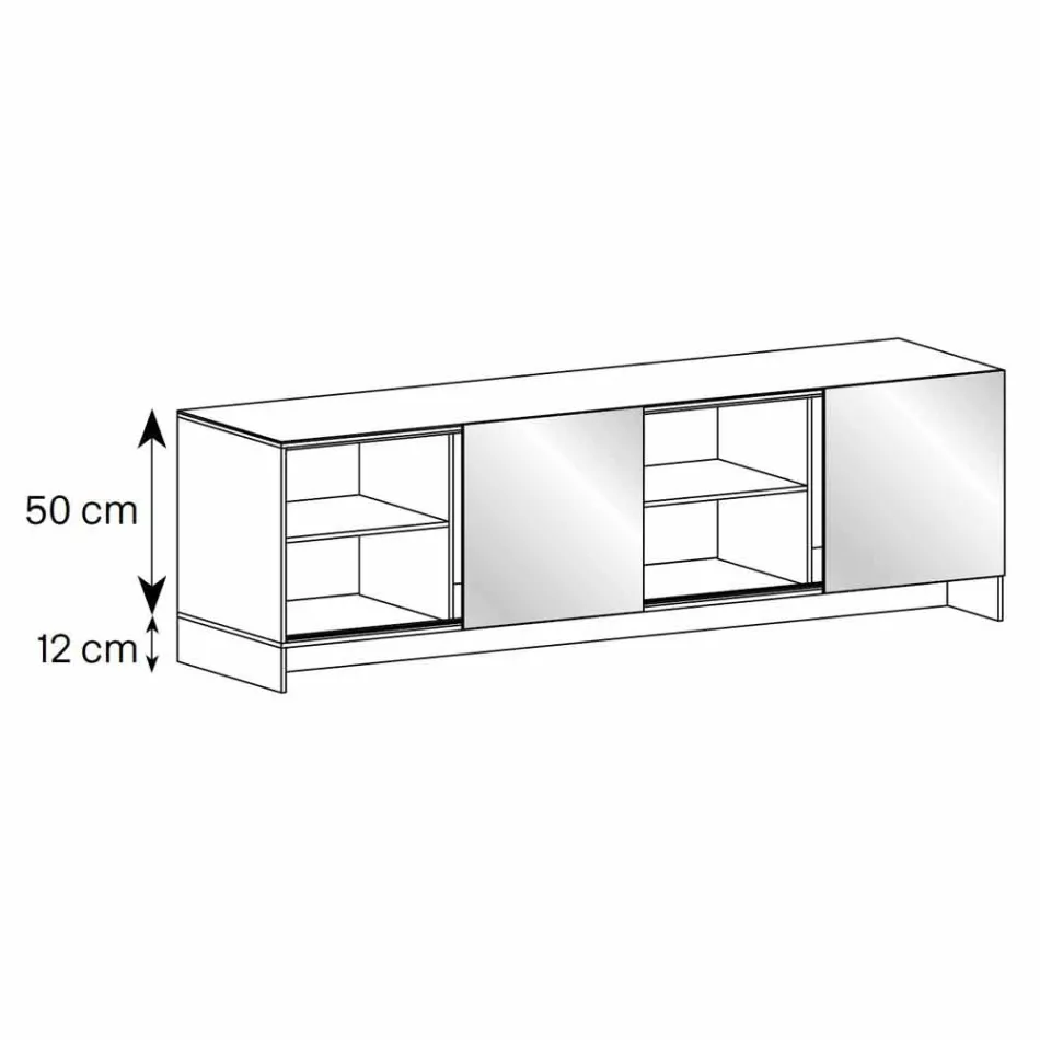 Woonkamer Sideboard 2 keramische deuren en structuur van gerookt glas Made in Italy - Sciocca Viadurini
