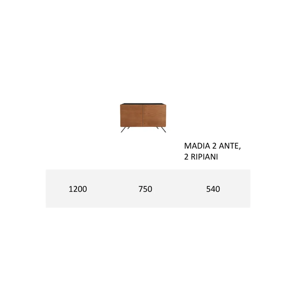 Woonkamer dressoir in Mdf en massief hout 2 of 3 deuren Made in Italy - Chamber Viadurini