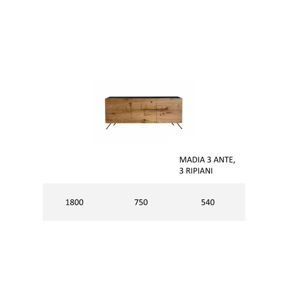 Woonkamer dressoir in Mdf en massief hout 2 of 3 deuren Made in Italy - Chamber Viadurini