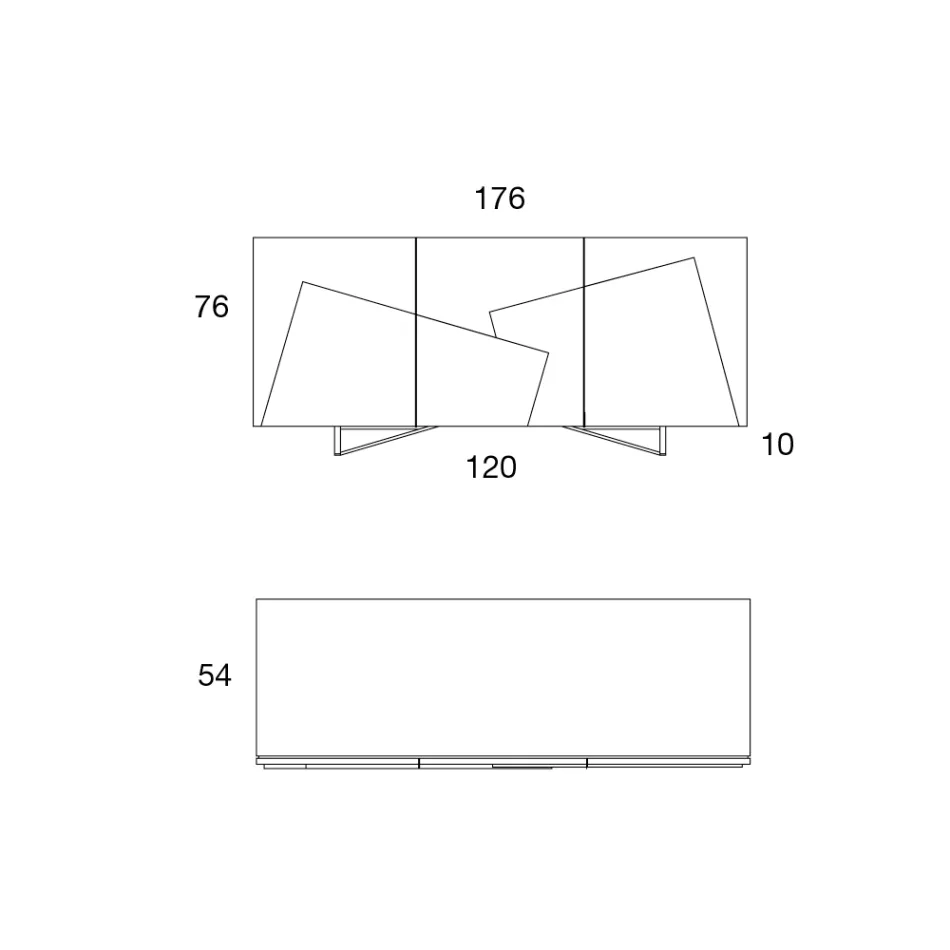 Woonkamer dressoir in gelakt mdf 3 deuren met keramische inzetstukken - Imperio Viadurini