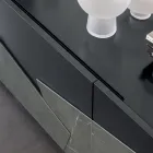 Woonkamer dressoir in gelakt mdf 3 deuren met keramische inzetstukken - Imperio Viadurini