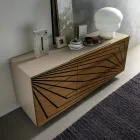 Woonkamer dressoir in gelakt Mdf 3 deuren met zeefdruk inlays - Saronno Viadurini