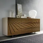 Woonkamer dressoir in gelakt Mdf 3 deuren met zeefdruk inlays - Saronno Viadurini
