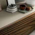 Woonkamer dressoir in gelakt Mdf 3 deuren met zeefdruk inlays - Saronno Viadurini
