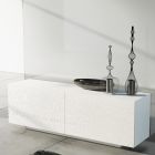 Woonkamer dressoir in wit gelakt Mdf met bas-reliëf Made in Italy - Acqua Viadurini