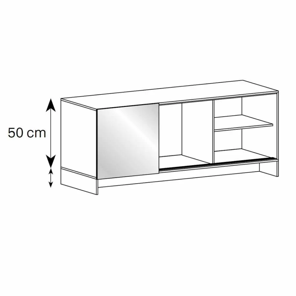 Woonkamer dressoir van gerookt glas met bronzen spiegeldeur Made in Italy - Silly Viadurini