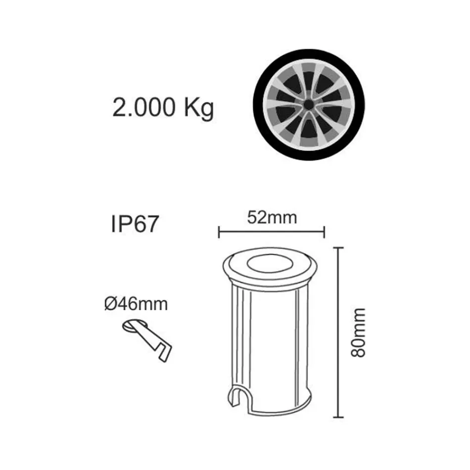 Ronde 2W Led Spotlight Marker in 316 RVS, 4 Stuks - Solina Viadurini