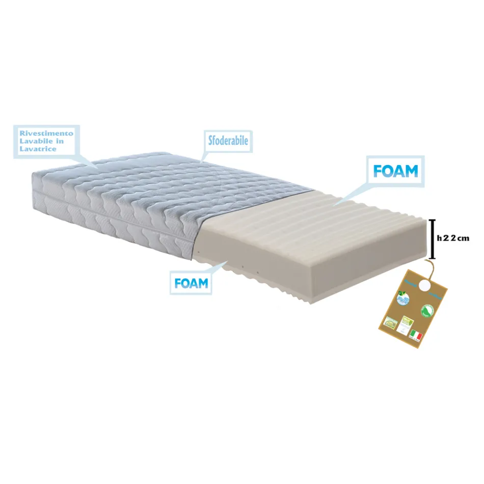 Vierkant en half matras met anti-mijt pocketveringmatras Bio Springs - Biosprings Viadurini