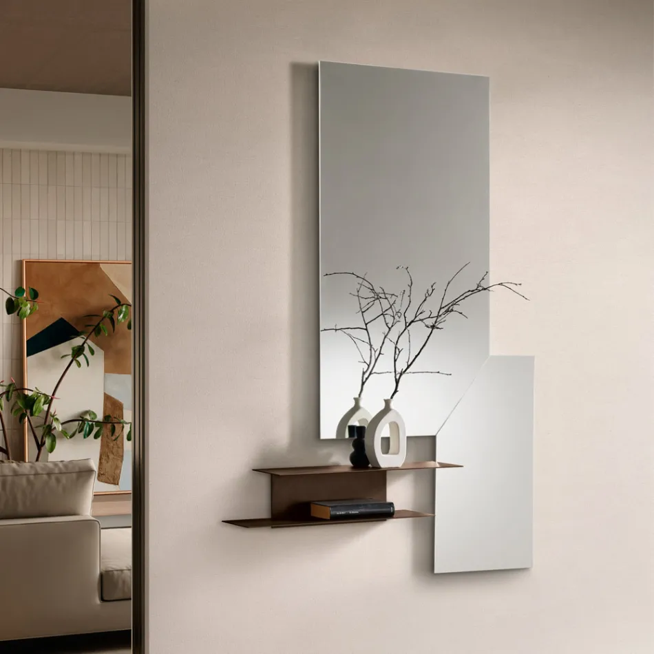 Wandplank met twee metalen planken in drie kleuren - Rual Viadurini