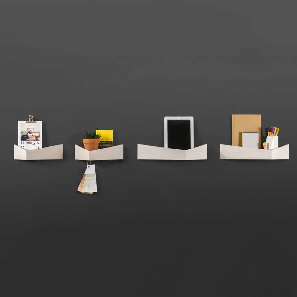 Design wandplank in multiplex en metaal met kapstok - Berema Viadurini