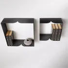 Metalen plank in twee maten en drie kleuren met gebogen details - Thalia Viadurini