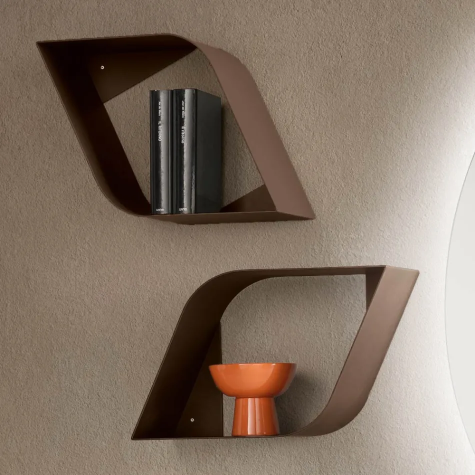 Eteris metalen wandplank met opbergruimte, verkrijgbaar in drie kleuren. Viadurini