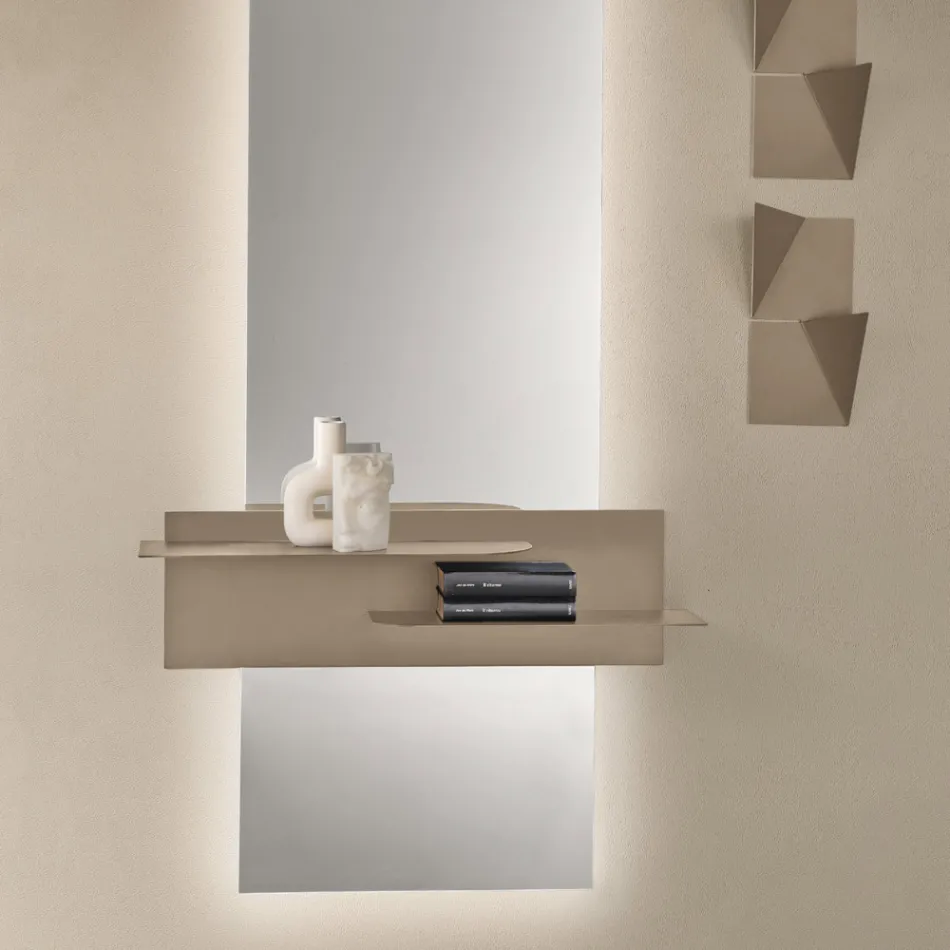 Modern design metalen plank met twee horizontale planken - Miro Viadurini