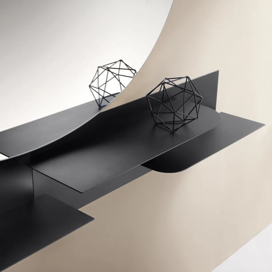 Modern design metalen plank met twee horizontale planken - Miro Viadurini