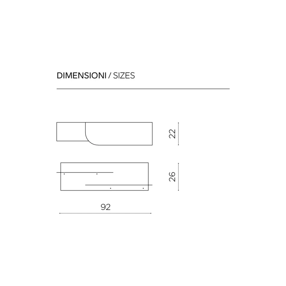Modern design metalen plank met twee horizontale planken - Miro Viadurini