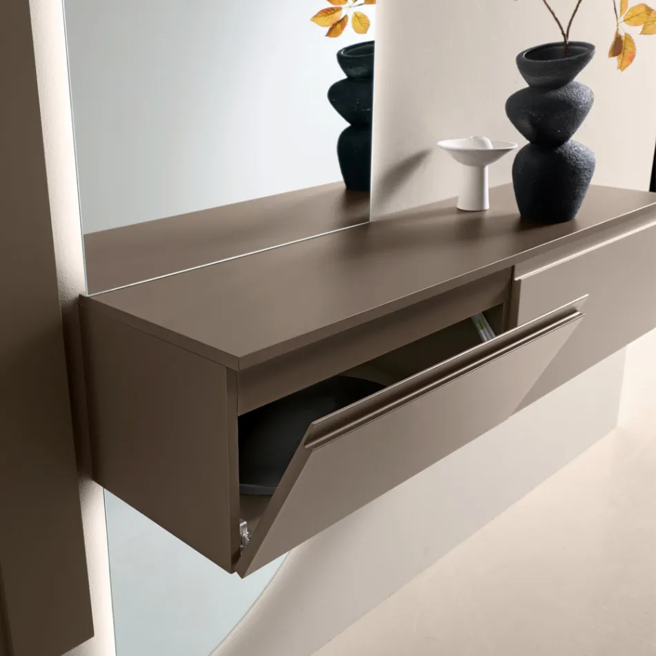 Melamine plank met opening aan de voorzijde, verkrijgbaar in twee maten en meerdere kleuren - Lunis Viadurini