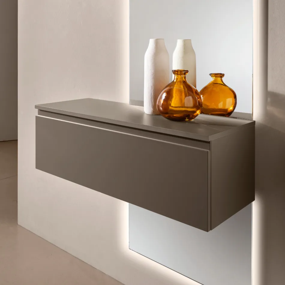 Melamine plank met opening aan de voorzijde, verkrijgbaar in twee maten en meerdere kleuren - Lunis Viadurini