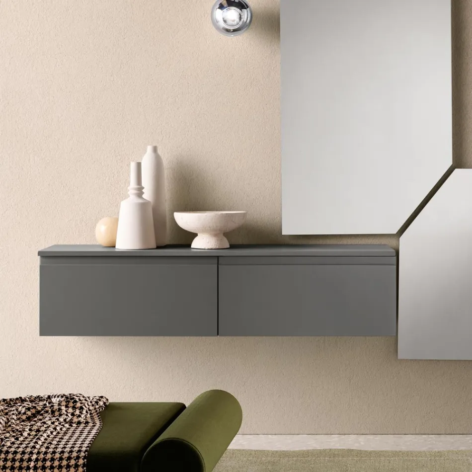 Melamine plank met opening aan de voorzijde, verkrijgbaar in twee maten en meerdere kleuren - Lunis Viadurini