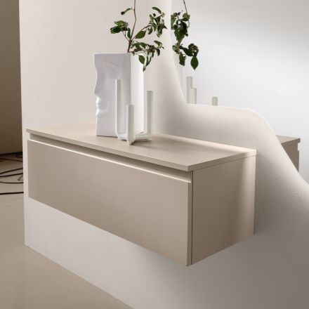 Melamine plank met opening aan de voorzijde, verkrijgbaar in twee maten en meerdere kleuren - Lunis Viadurini