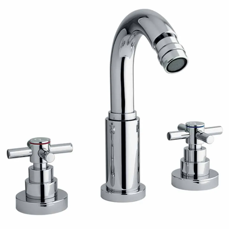 Klassieke 3-gats mixer in verchroomd messing Made in Italy - Zumbo Viadurini