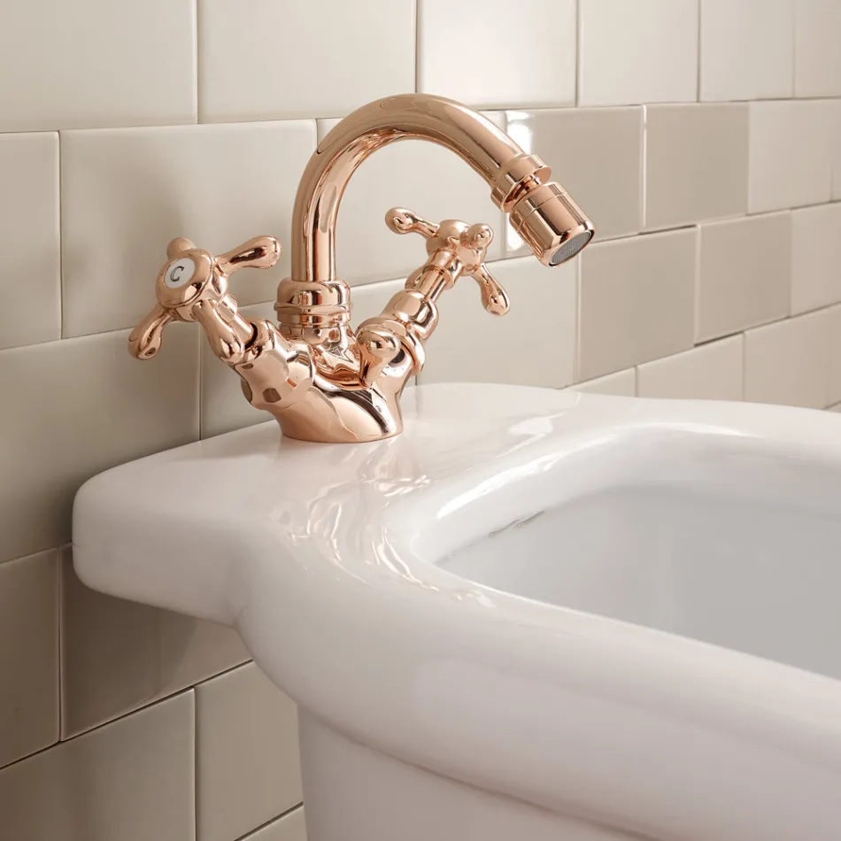 Vintage design bidetmengkraan met één gat in messing, gemaakt in Italië - Klarisa Viadurini