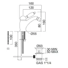 Klassieke bidetmixer in handgemaakt messing met hendel - Noriana Viadurini