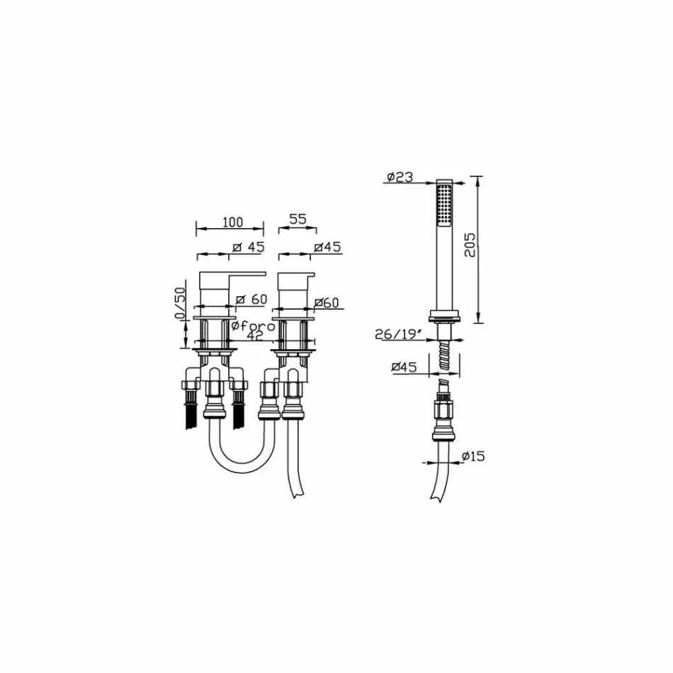 Moderne 3-gats messing badmengkraan Made in Italy - Bibo Viadurini