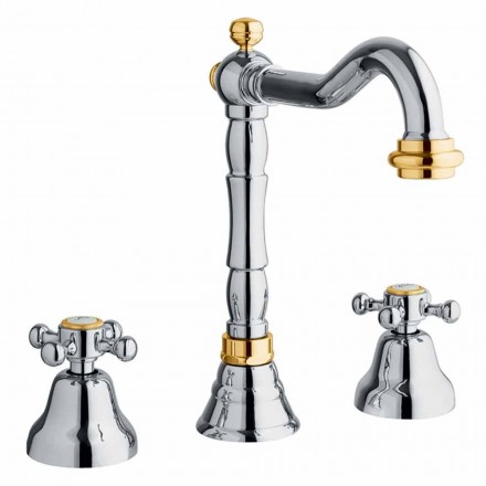 Klassieke 3-gatsmengkraan voor wastafel in messing Made in Italy - Lisca Viadurini