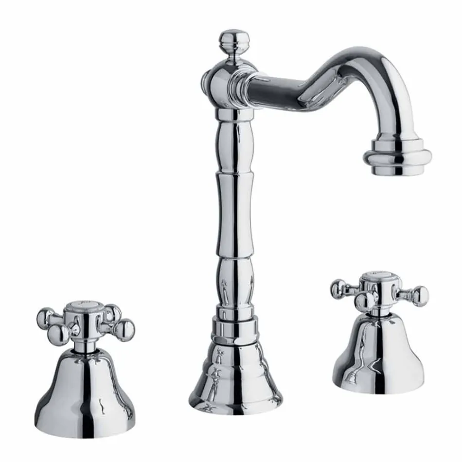 Klassieke 3-gatsmengkraan voor wastafel in messing Made in Italy - Lisca Viadurini