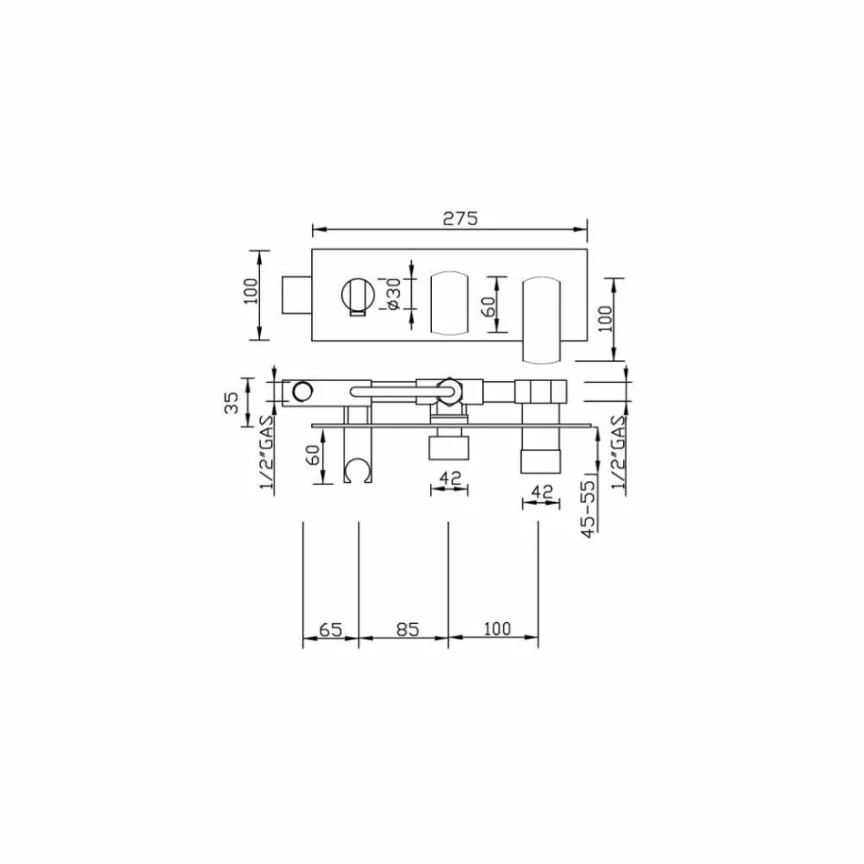Modern design ingebouwde douchemengkraan in messing Made in Italy - Sika Viadurini