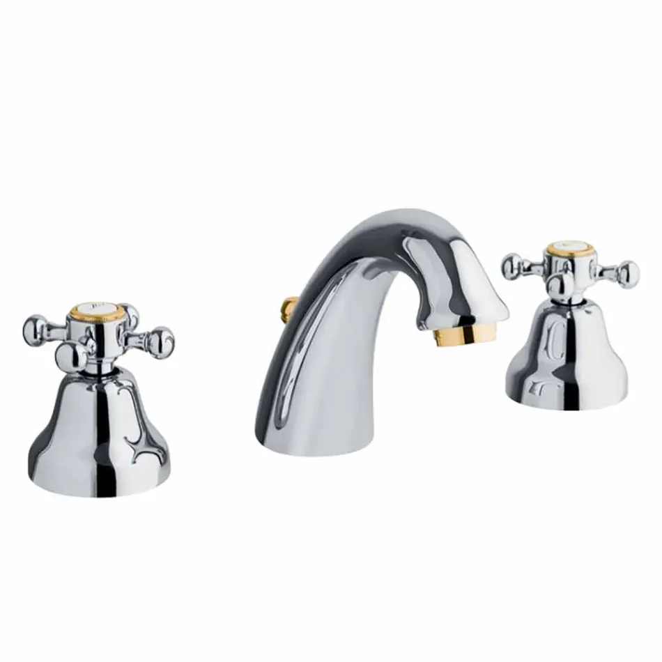 Klassiek design 3-gats wastafelmengkraan in messing Made in Italy - Lisca Viadurini